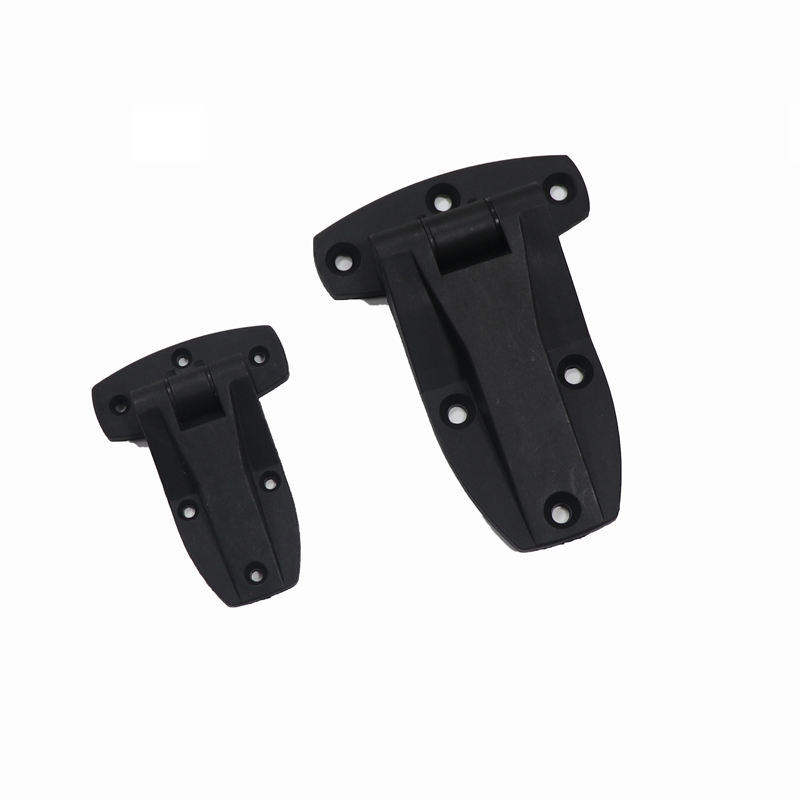 Soft close plastic T strap hinge